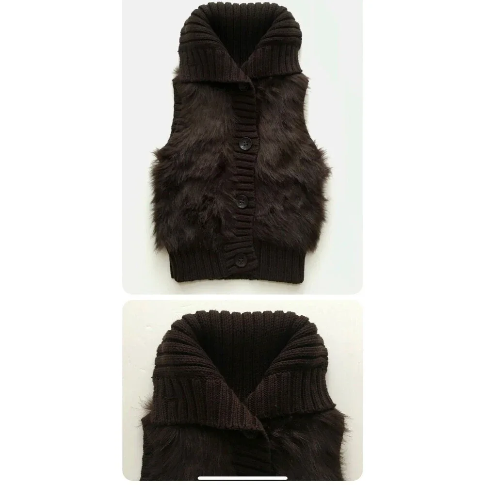 Gap kids brown vest fur sz 6-7 wolf zombie halloween